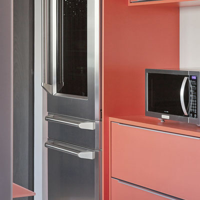móveis planejados cozinha vermelha